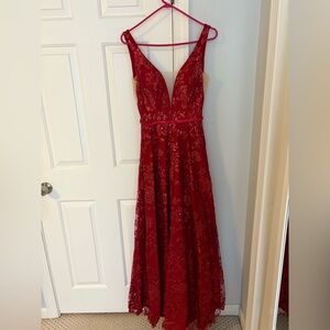 Sparkly red prom dress